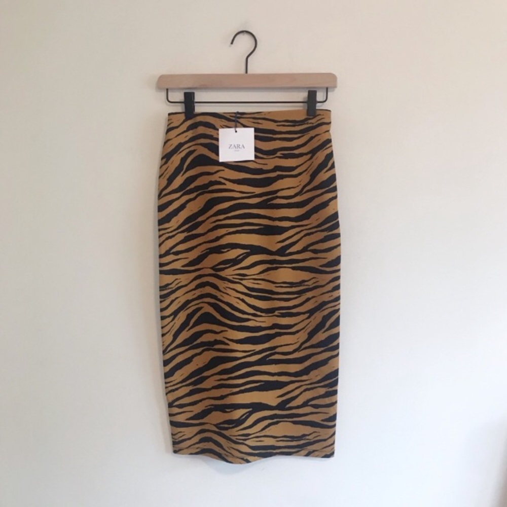 Zara | NWT Zebra Print Midi Skirt